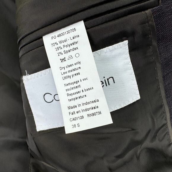 Calvin Klein Mens X Slim Fit Wool Blend Stretch Suit Jacket Burgundy 38S - Picture 5 of 5